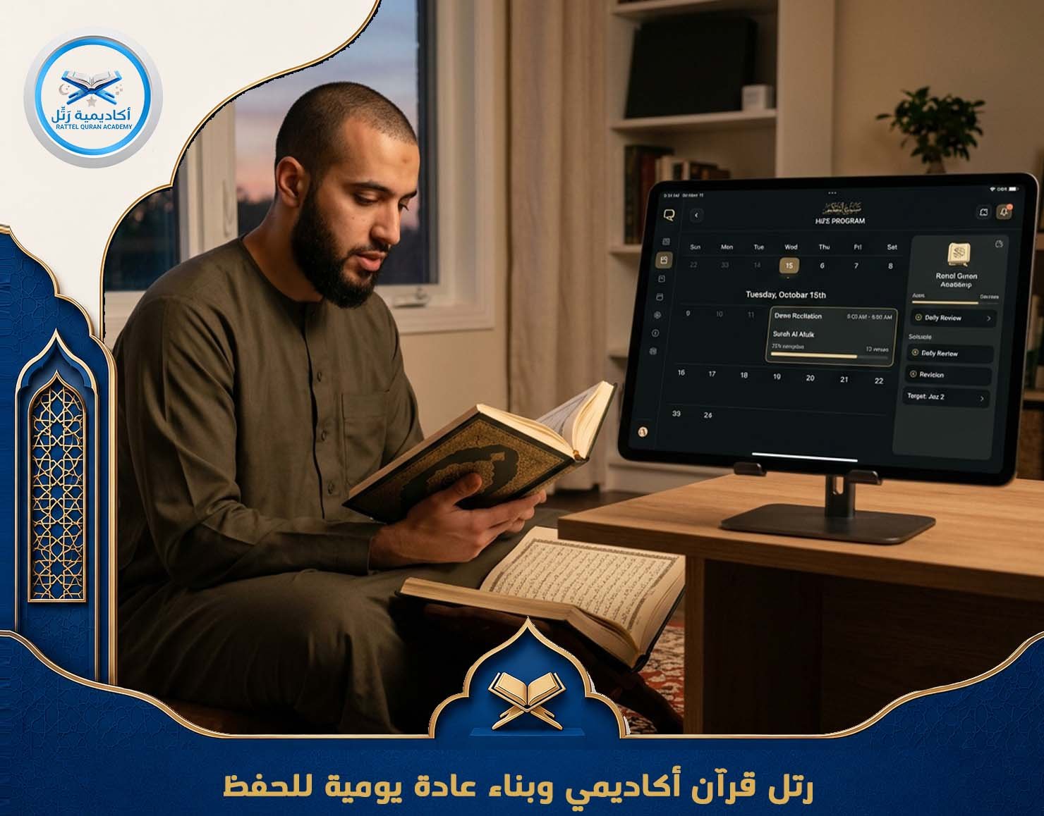 رتل قرآن أكاديمي وبناء عادة يومية للحفظ